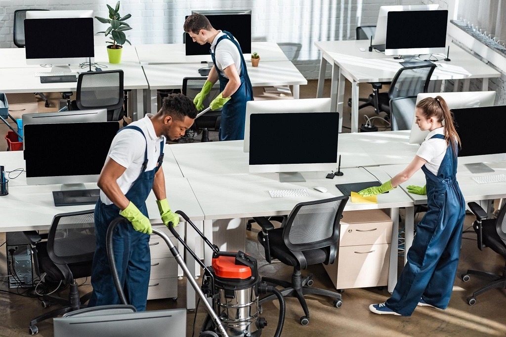 Workers Cleaning and Office